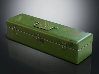 Vintage Green Hardware Tools Storage Box With Metal Latches And Handle 3d model