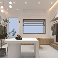 Mansa Modern Clothing Store Interior With Hanging Clothes And Stylish Lighting Design
