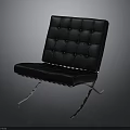 Modern Black Leather Tufted Chair With Metal Legs And Sleek Design
