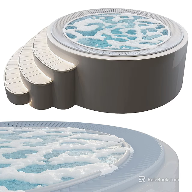 Modern Circular Decorative Ornament Set With Stepped Design And Water Inspired Details 3d model 