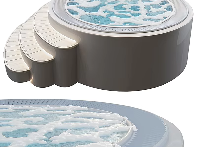 Modern Circular Decorative Ornament Set With Stepped Design And Water Inspired Details 3d model