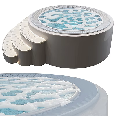 Modern Circular Decorative Ornament Set With Stepped Design And Water Inspired Details 3d model