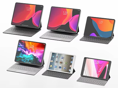 Modern Tablets With Detachable Keyboards And Colorful Display Screens 3d model