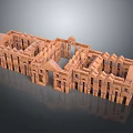 Wooden Building Blocks Intricate Architectural Model With Detailed Structures And Arches