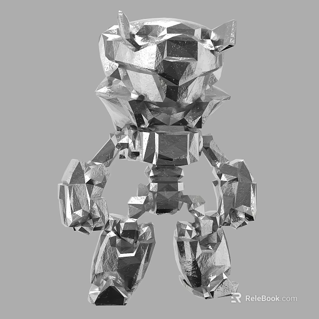 Silver Geometric Abstract Figure With Polygonal Design And Modern Sculpture Style 3d model 