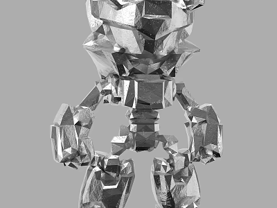 Silver Geometric Abstract Figure With Polygonal Design And Modern Sculpture Style 3d model