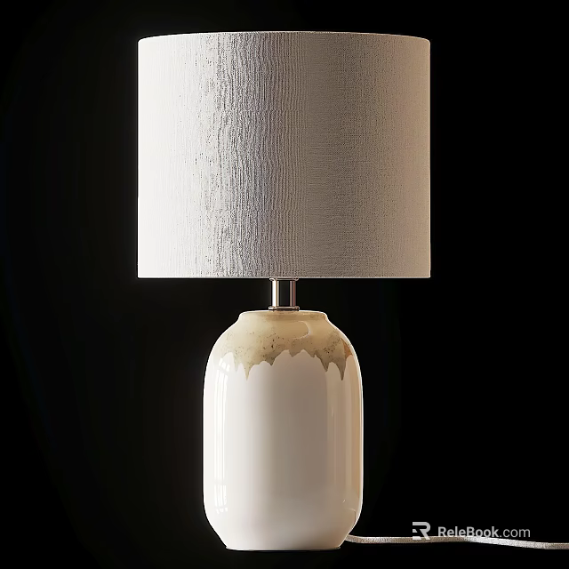 Elegant Table Lamp With Textured Fabric Shade And Cream Ceramic Base For Modern Home Decor 3d model 