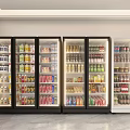 Large Capacity Glass Door Display Refrigerators Filled With Diverse Beverages And Food Items