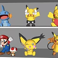 Cute Cartoon Character Decorative Figurine Set With Pikachu Mario And Collectible Figures