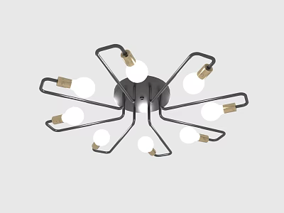 Modern Geometric Chandelier with Black Metal Arms Multiple Light Bulbs and Minimalist Design 3d model