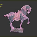 Game Movie Character Turquoise Horse Figure With Golden Decorations Red Saddle And Raised Front Leg