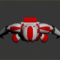 Red and White Armored Sci Fi Character With Helmet and 3D Model Design 3d model