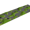 Garden Landscape Design With Wavy Gray Paths Green Grid Areas And Black Stones
