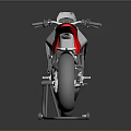 Red And Silver Modern Sport Motorcycle With Black Seat Side View Studio Setting