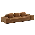 Modern Brown Velvet Sofa With Multiple Cushions And Minimalist Modular Design 3d model