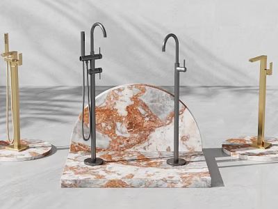 Modern Luxury Kitchen Faucet With Brass And Matte Black Design On Marble Base 3d model