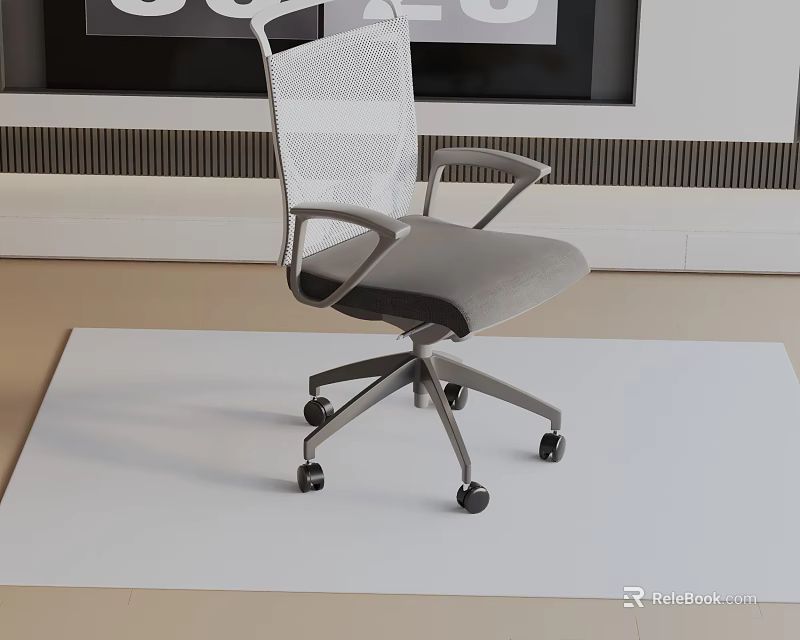Modern Office Chair With Mesh Back Gray Seat Armrests And Swivel Wheels 3d model 