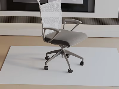 Modern Office Chair With Mesh Back Gray Seat Armrests And Swivel Wheels 3d model