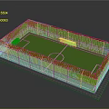 Soccer Field With Green Turf White Markings Surrounding Fence And Goalposts