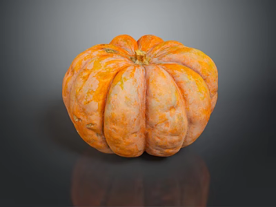 Fresh Orange Pumpkin With Smooth Texture On Dark Reflective Background 3d model