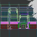 Modern Storefront Facade Design With Curved Awning Glass Doors Digital Screen And Neon Signage