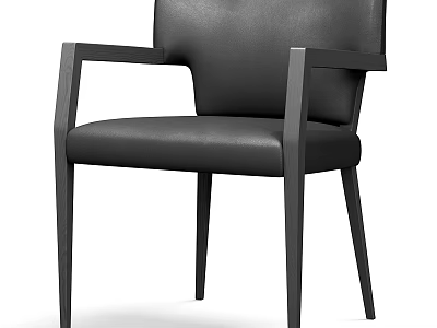Black Leather Leisure Chair with Armrests Sleek Legs and Modern Design 3d model
