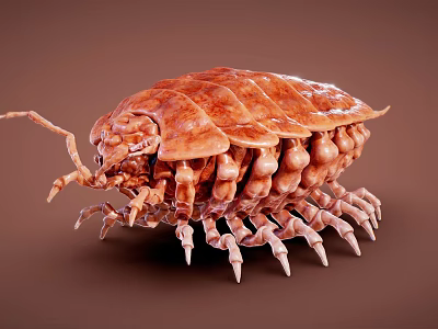 Reptile 3D Model With Detailed Brown Scaled Body Multiple Legs And Realistic Texture 3d model