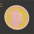 Gold Bitcoin Coin With BTC Symbol And Engraved Text On Shiny Surface