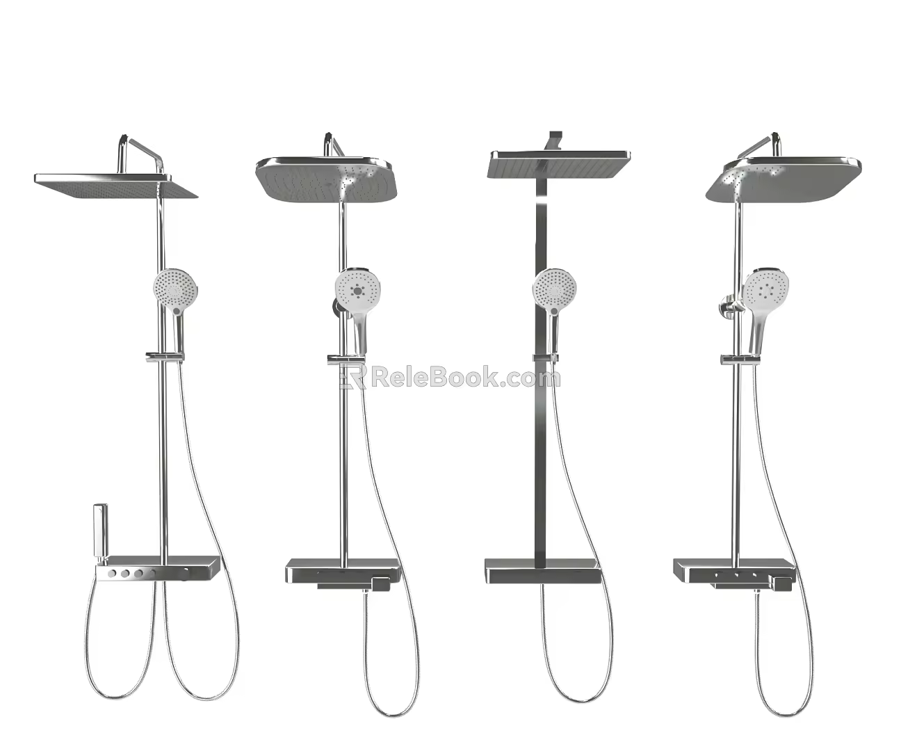 Metal shower silver drag tray constant temperature intelligent temperature control shower 3d model