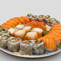 Assorted Fresh Sushi Platter with Salmon Avocado and Crab Rolls