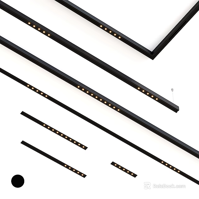 Modern Black LED Downlights And Spotlights With Multiple Lengths For Home Lighting 3d model 