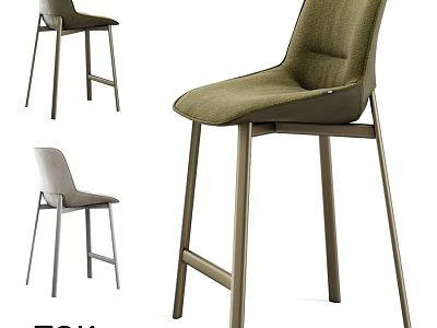 Modern Green And Gray Fabric Single Chair With Metal Legs For Home Use 3d model