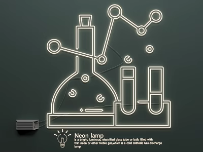 Neon Scientific Lamp Set with Laboratory Elements and Colorful Design to Light Up Daily Life 3d model