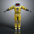 Yellow 3D Spacesuit Model With Red Visor Black Gloves And Boots