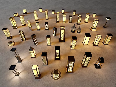 Stylish Outdoor Lights with Various Designs for Garden and Patio Decoration 3d model