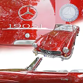 Vintage Silver Car With Classic Interior Steering Wheel Dashboard And Seats