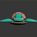 Cute Cartoon Reptile Turtle With Pink Shell Blue Body And 3D Rendered Design