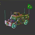 Armored Brazilian Military Tank With Camouflage Paint And Flying Brazilian Flag