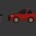 Red Stylish Sports Car With Mobil 1 Stickers Sporty Wheels And Rear Spoiler