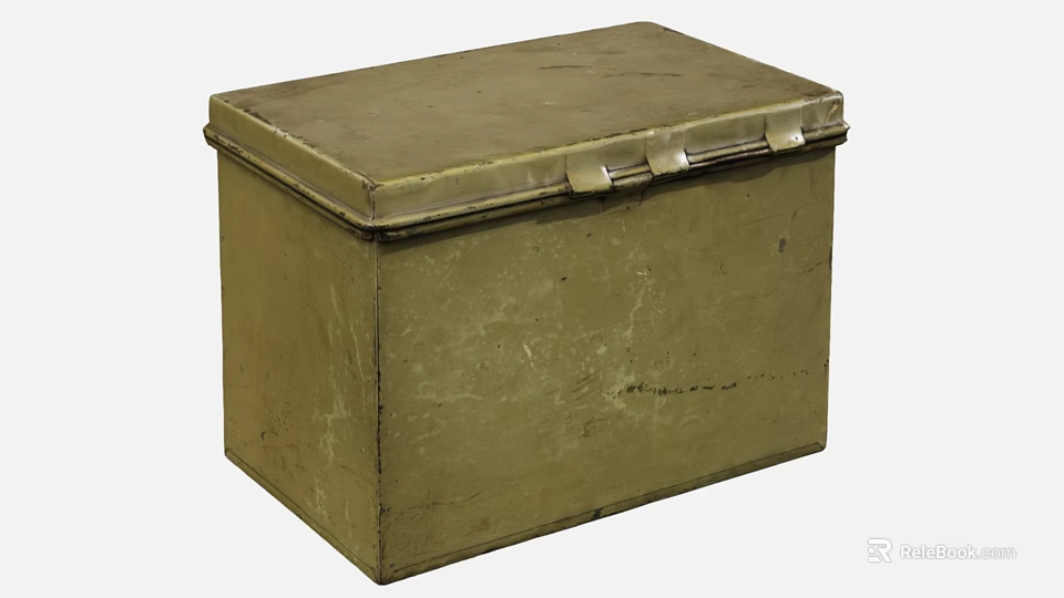 Sturdy Old Metal Storage Box With Secure Lid For Home Organizing 3d model 