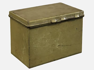 Sturdy Old Metal Storage Box With Secure Lid For Home Organizing 3d model