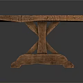 Rustic Wooden Coffee Table With Natural Texture And Cross Leg Design