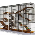 Kindergarten Indoor Play Area Featuring Wooden Climbing Frames Slides and Metal Mesh Enclosures