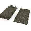Ancient Wooden Architectural Platform Structures With Railings And Plank Design