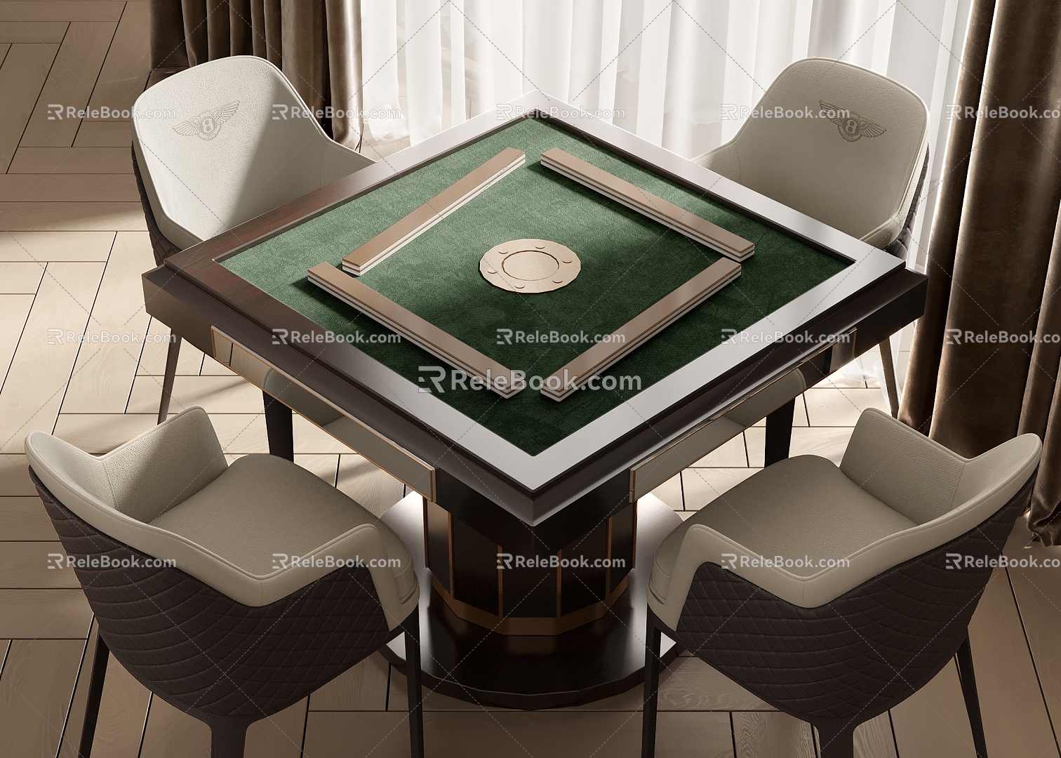 Modern Mahjong Table and Chair Mahjong Table and Chair Combination 3d model