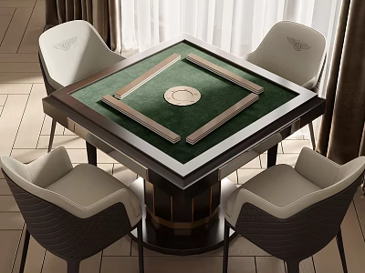 Luxury Entertainment Table With Four Chairs In Modern Room 3d model