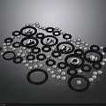 Industrial Equipment Components Featuring Black Gears And Small White Gears Forming INDUSTRY Letters