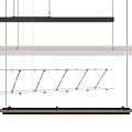 Modern Linear Pendant Light With Crossed Metal Structure And Hanging Design 3d model