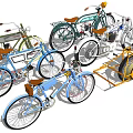 Vintage Motorcycles With Classic Design Leather Seats And Colorful Fuel Tanks
