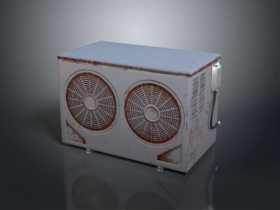 Vintage White Computer Device With Two Circular Fans And Rusty Surface Design 3d model